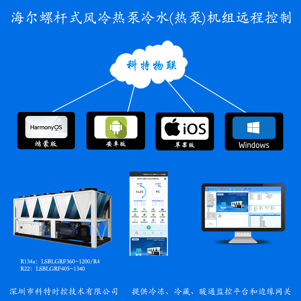 海尔空调-海尔螺杆式冷水机-海尔螺杆式风冷热泵机组-海尔螺杆式风冷热泵冷水机组APP远程控制-海尔冷水机远程监控节能控制