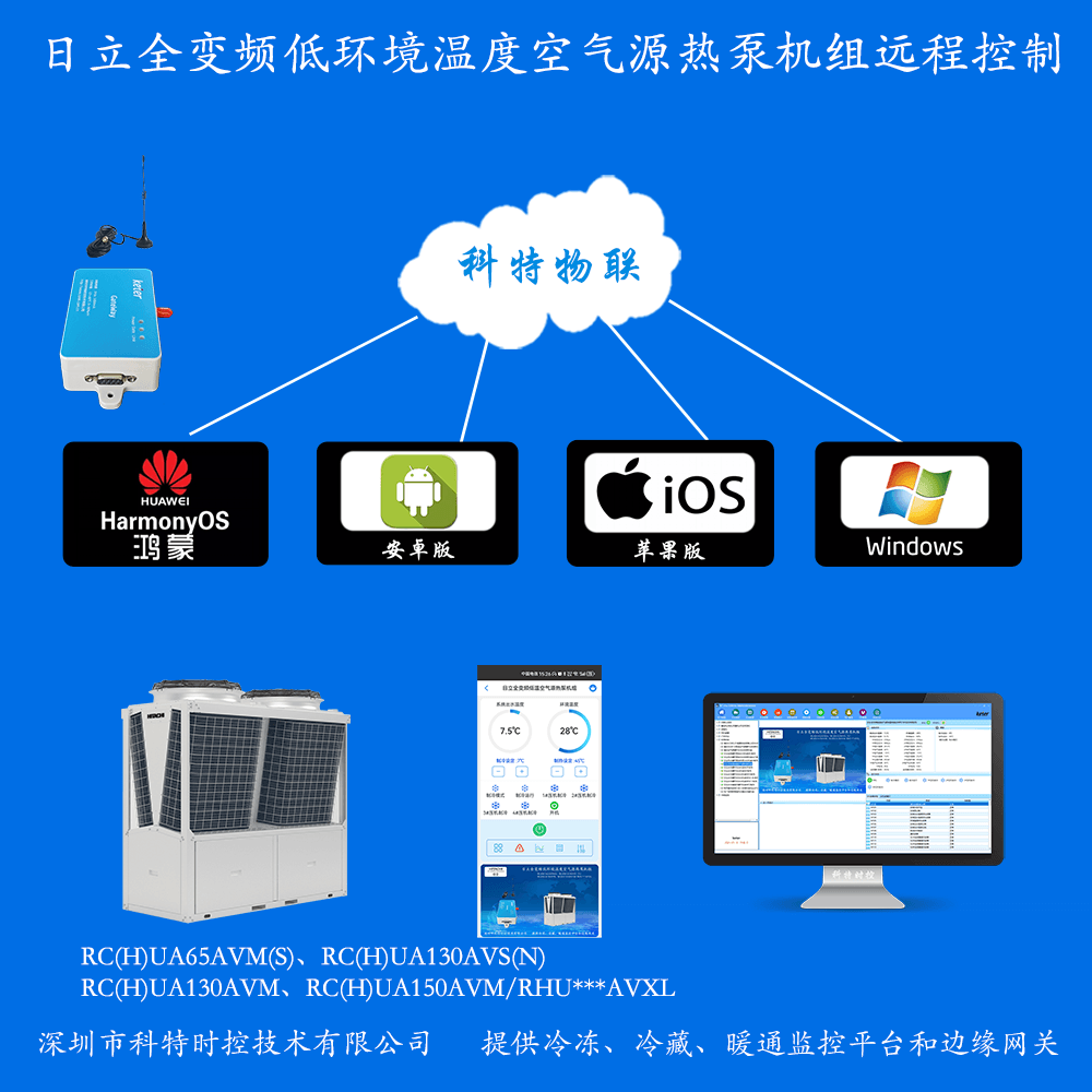 日立热泵机组物联网网关-日立热泵机组App远程控制--日立热泵机组群控系统