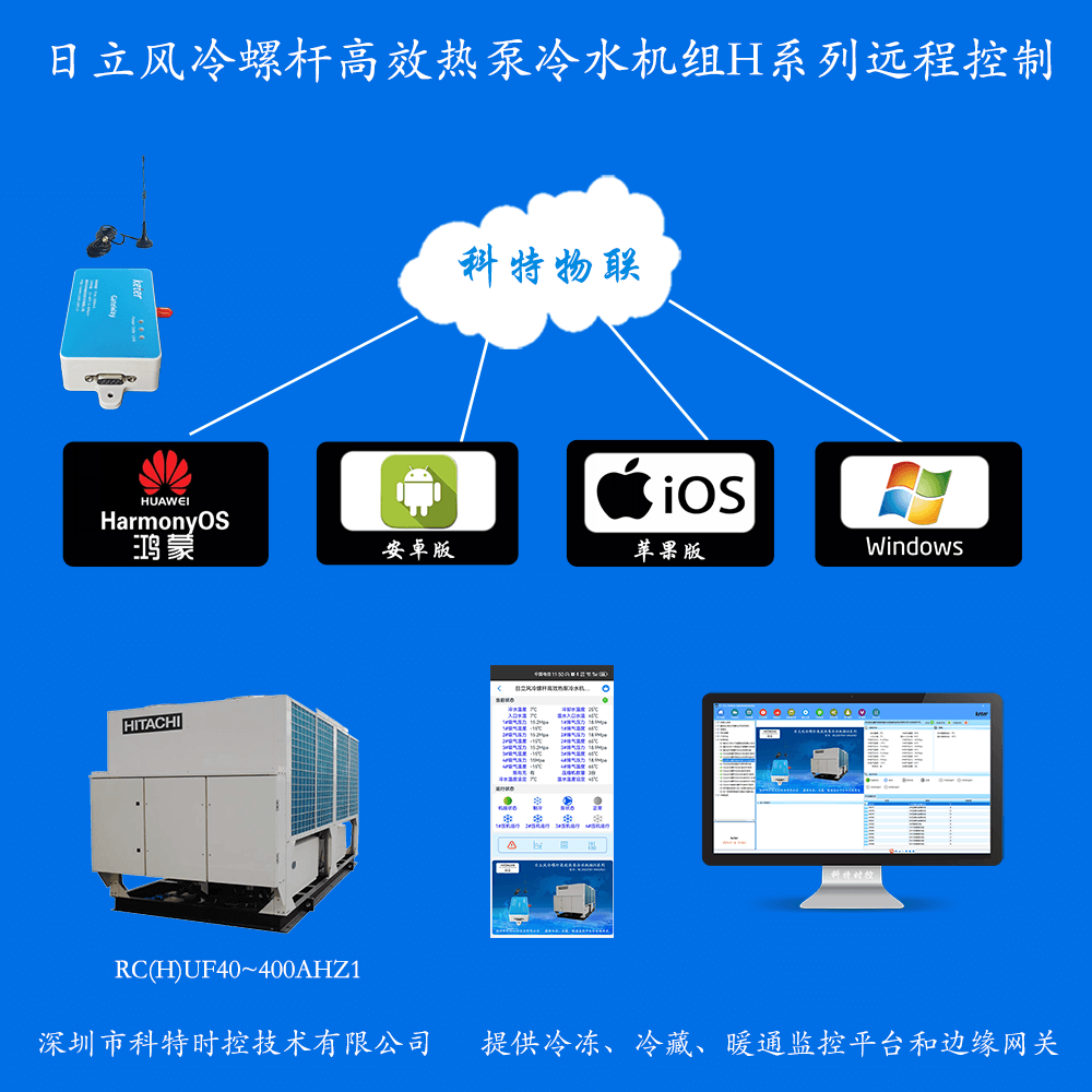 日立空调-日立中央空调-日立冷水机-日立螺杆机-日立空调物联网网关-日立风冷螺杆高效热泵冷水机组H系列App远程控制网关-日立中央空调远程控制