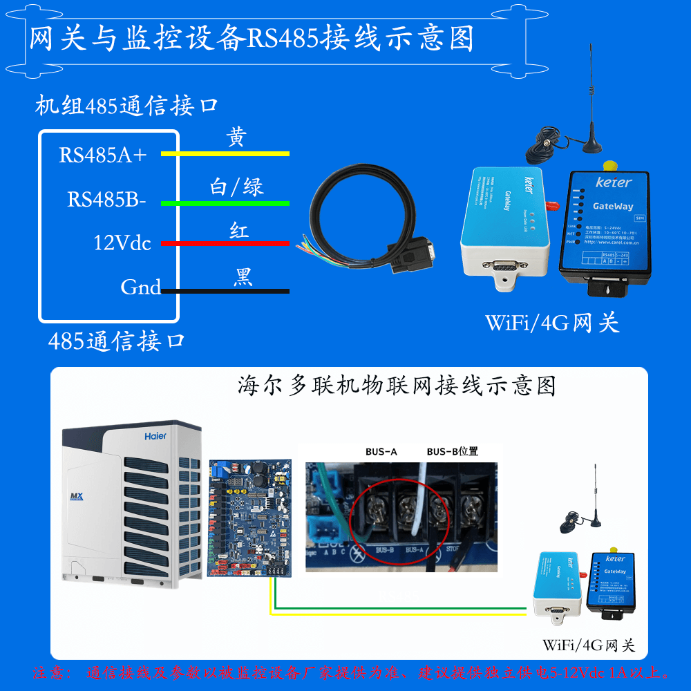 科特时控空调物联网网关-通信接线说明