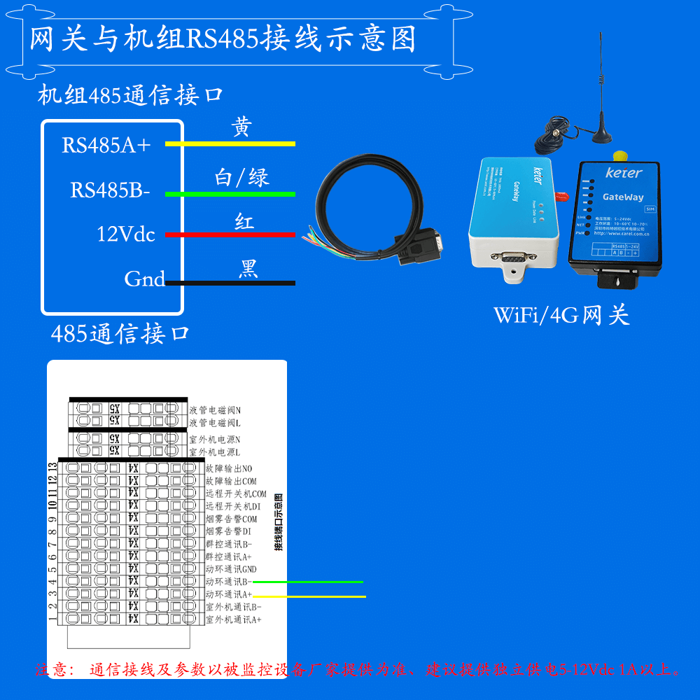 科特时控空调物联网网关-通信接线说明