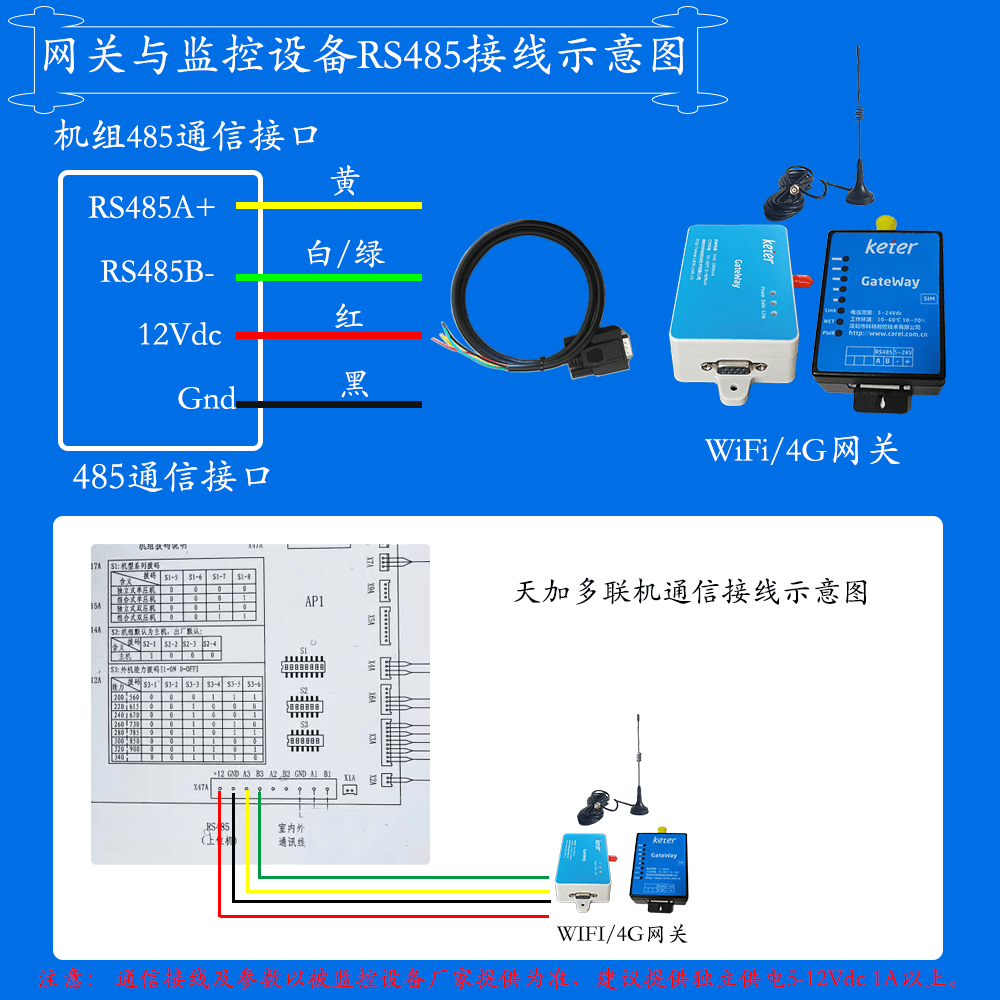 科特时控空调物联网网关-通信接线说明