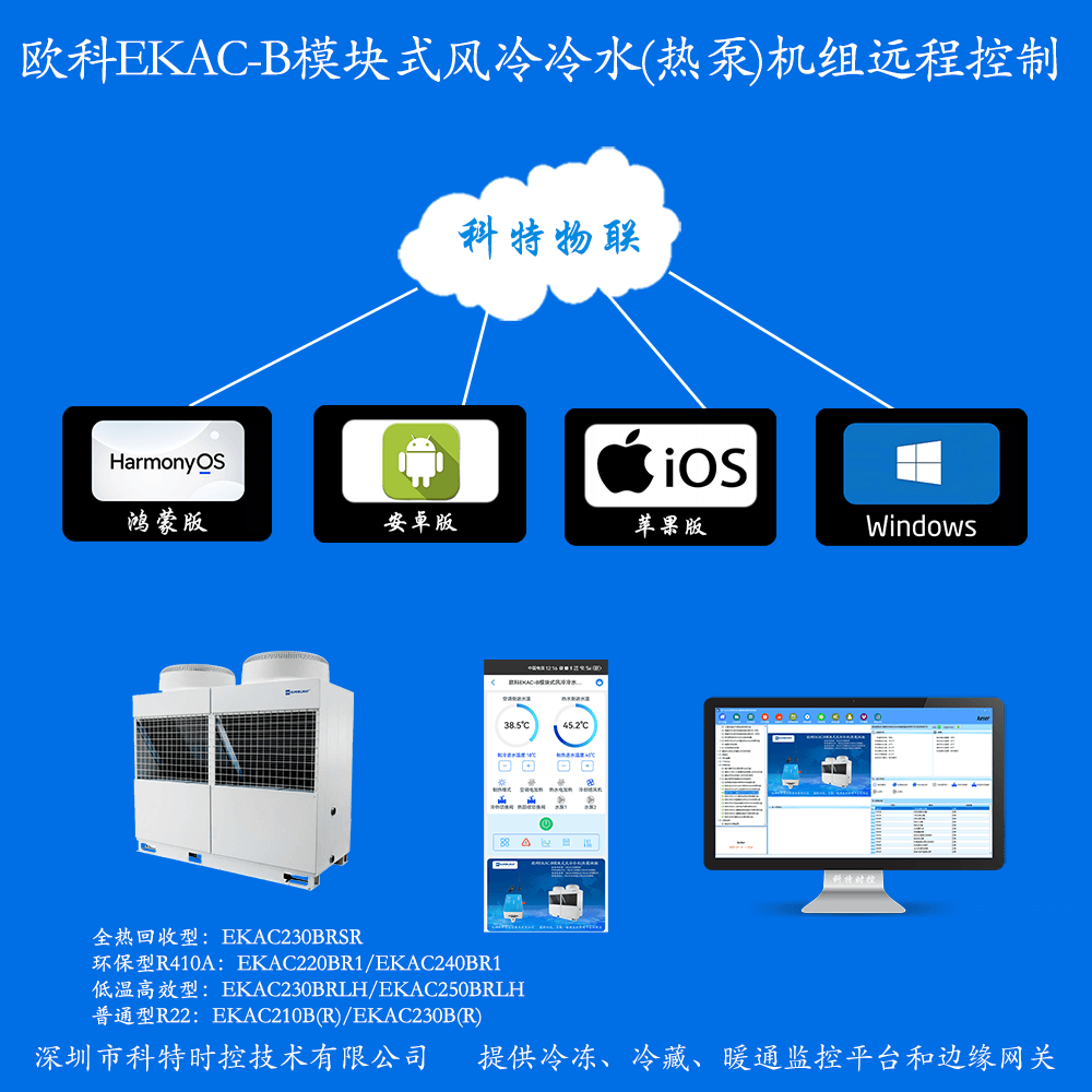 欧科空调-欧科风冷模块机-欧科模块式风冷冷热水机组-欧科EKAC-B模块式风冷冷水热泵机组手机远程控制-欧科空调远程控制-欧科空调群控系统