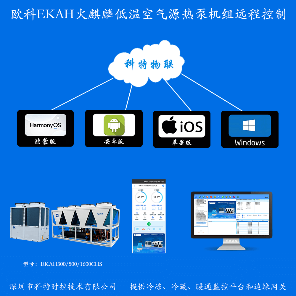 欧科空调-欧科风冷模块机-欧科模块式风冷冷热水机组-欧科EKAH火麒麟低温空气源热泵机组手机远程控制-欧科空调远程控制-欧科空调群控系统