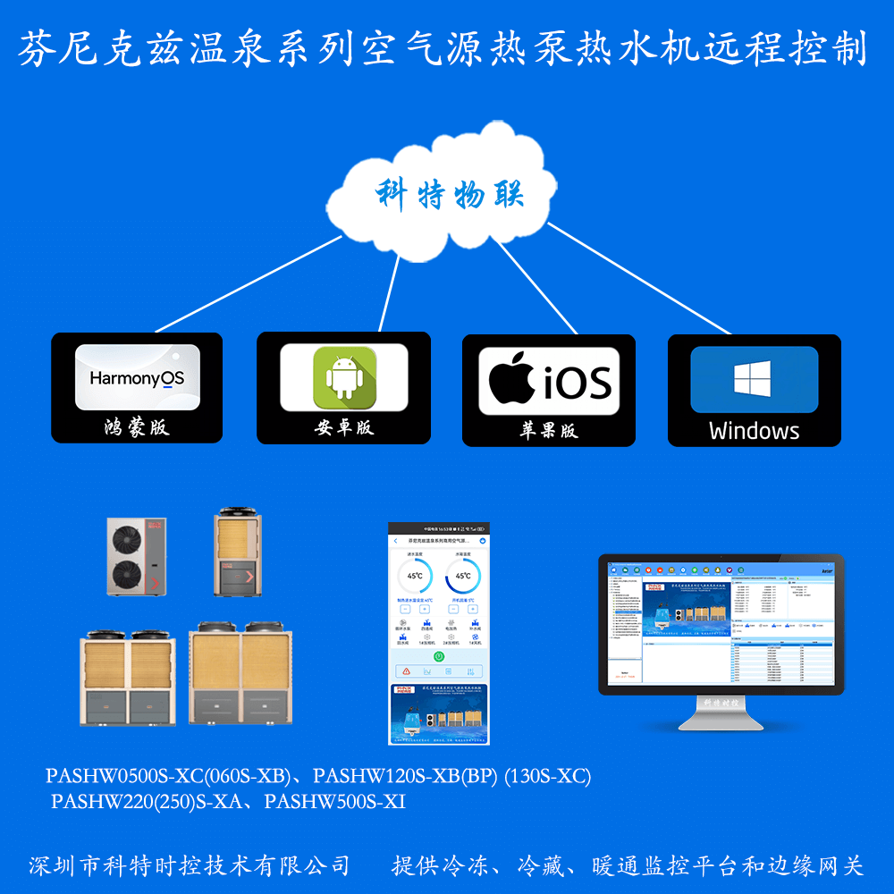 芬尼空气能-芬尼空气源热泵热水机组-芬尼克兹温泉系列商用空气源热水机组物联网网关-芬尼空气能远程控制系统