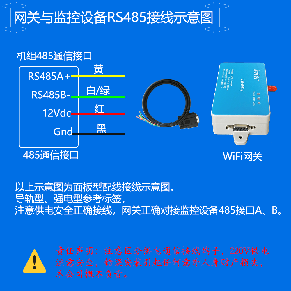 欧博风冷洁净恒温恒湿空调机组网关安装与接线说明图