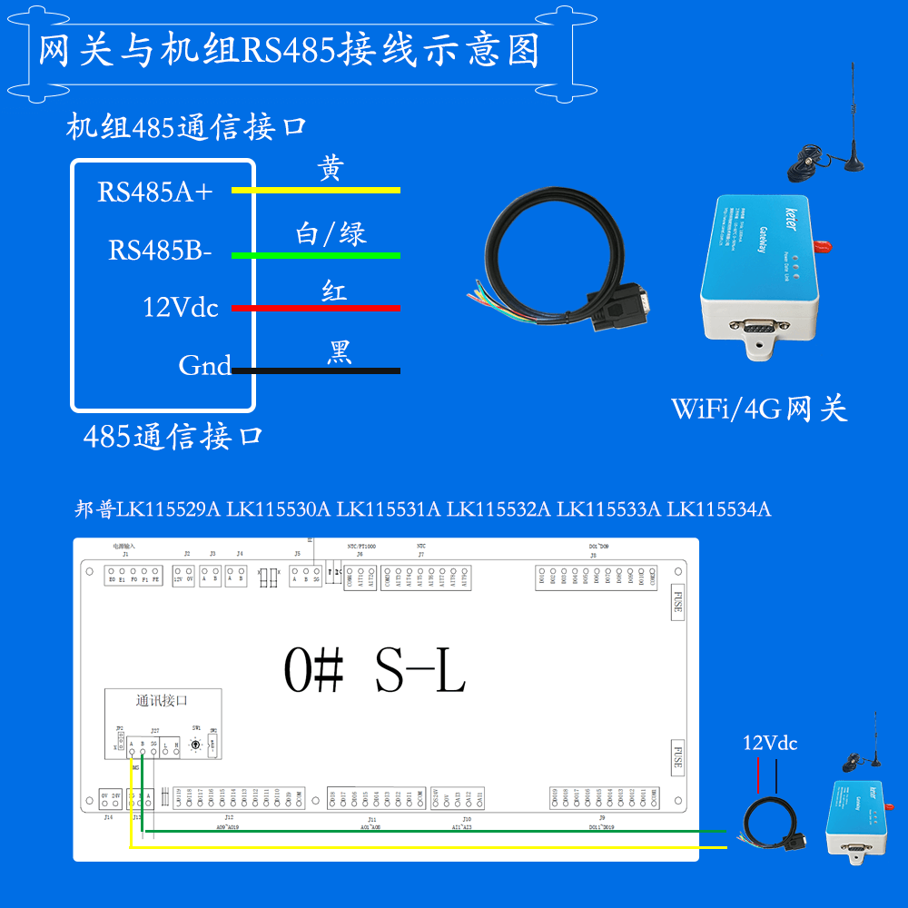东元空调干式螺杆冷水机组网关安装与接线说明图