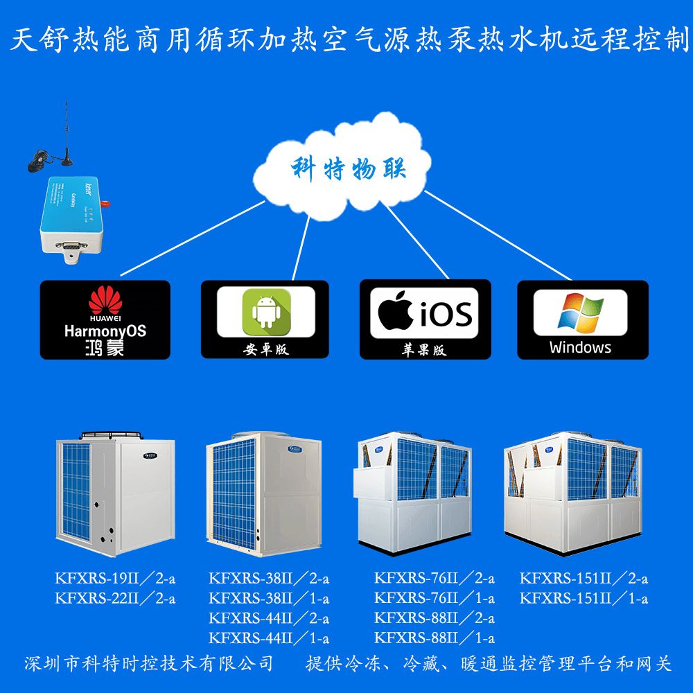 天舒商用循环加热空气源热泵热水机远程控制网关